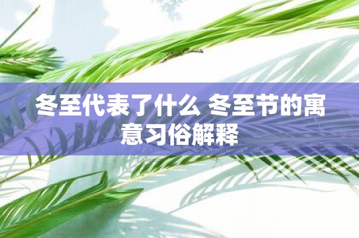 冬至代表了什么 冬至节的寓意习俗解释