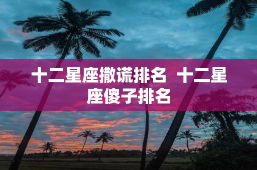 十二星座撒谎排名 十二星座傻子排名