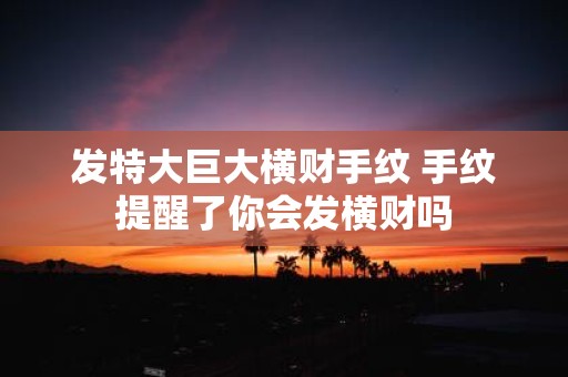 发特大巨大横财手纹 手纹提醒了你会发横财吗
