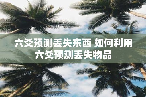 六爻预测丢失东西 如何利用六爻预测丢失物品