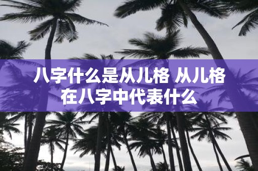 八字什么是从儿格 从儿格在八字中代表什么