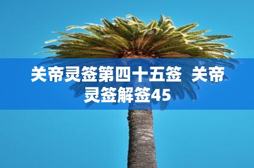 关帝灵签第四十五签 关帝灵签解签45