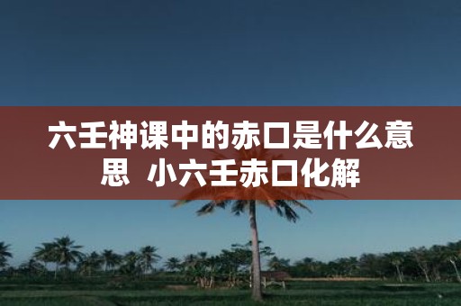 六壬神课中的赤口是什么意思 小六壬赤口化解