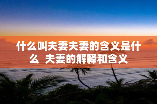 什么叫夫妻夫妻的含义是什么 夫妻的解释和含义