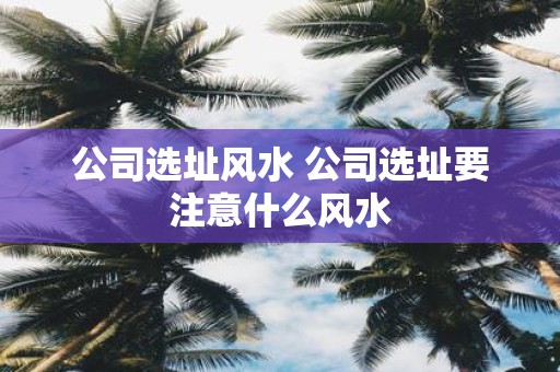 公司选址风水 公司选址要注意什么风水