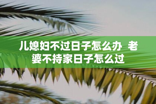 儿媳妇不过日子怎么办 老婆不持家日子怎么过