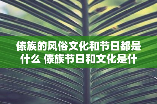 傣族的风俗文化和节日都是什么 傣族节日和文化是什么