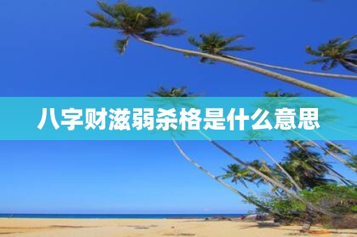 八字财滋弱杀格是什么意思