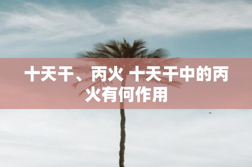 十天干、丙火 十天干中的丙火有何作用