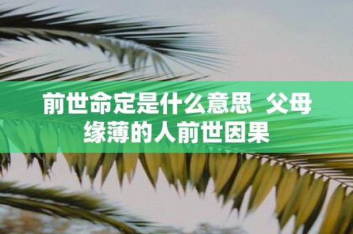 前世命定是什么意思 父母缘薄的人前世因果