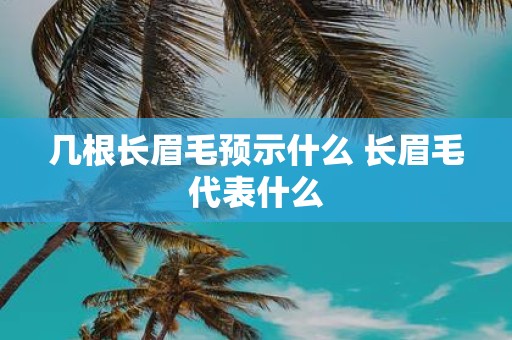 几根长眉毛预示什么 长眉毛代表什么