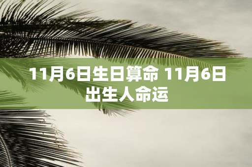 11月6日生日算命 11月6日出生人命运