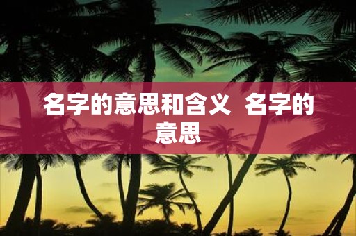 名字的意思和含义 名字的意思
