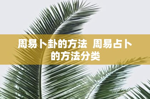 周易卜卦的方法 周易占卜的方法分类