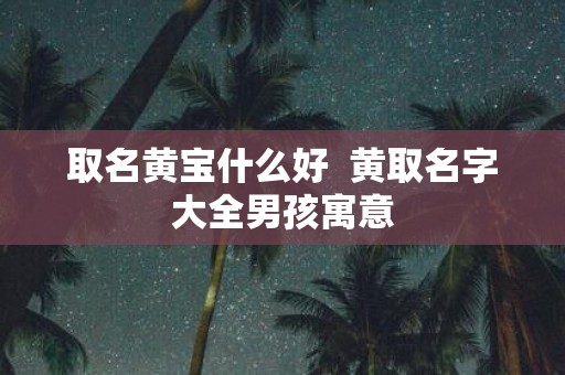 取名黄宝什么好 黄取名字大全男孩寓意