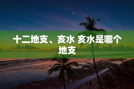 十二地支、亥水 亥水是哪个地支