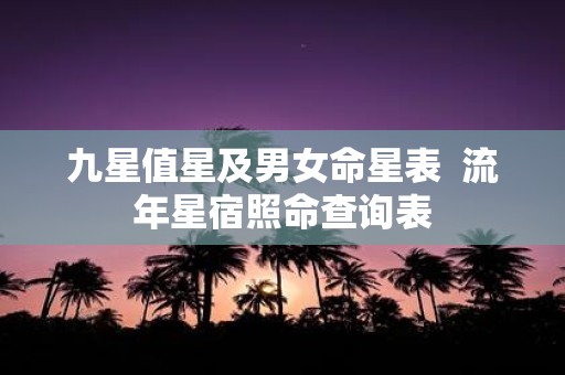 九星值星及男女命星表 流年星宿照命查询表
