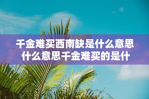 千金难买西南缺是什么意思 什么意思千金难买的是什么