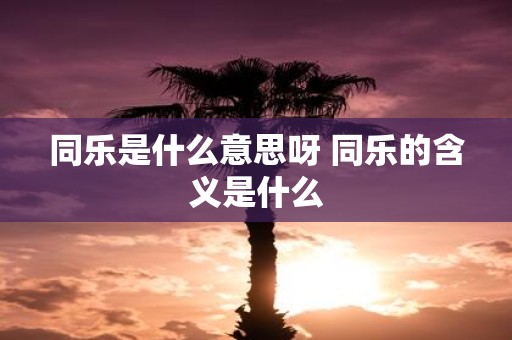 同乐是什么意思呀 同乐的含义是什么