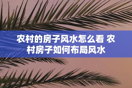 农村的房子风水怎么看 农村房子如何布局风水