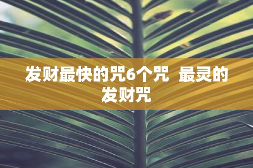发财最快的咒6个咒 最灵的发财咒