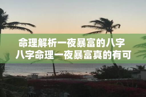 命理解析一夜暴富的八字 八字命理一夜暴富真的有可能吗