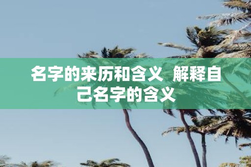 名字的来历和含义 解释自己名字的含义