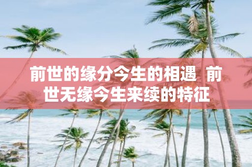 前世的缘分今生的相遇 前世无缘今生来续的特征