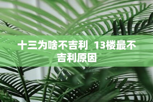 十三为啥不吉利 13楼最不吉利原因
