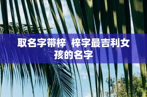 取名字带梓 梓字最吉利女孩的名字