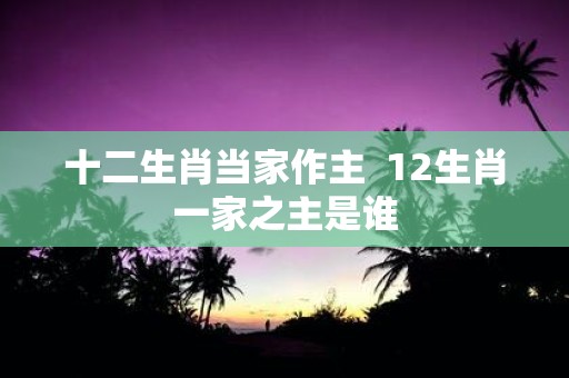 十二生肖当家作主 12生肖一家之主是谁