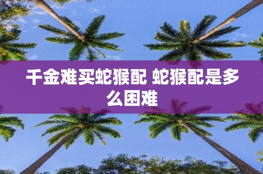 千金难买蛇猴配 蛇猴配是多么困难