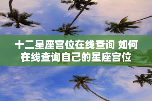 十二星座宫位在线查询 如何在线查询自己的星座宫位