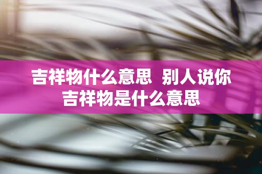 吉祥物什么意思 别人说你吉祥物是什么意思