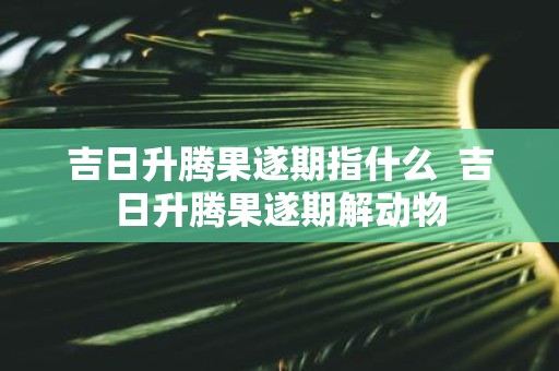 吉日升腾果遂期指什么 吉日升腾果遂期解动物