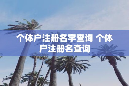 个体户注册名字查询 个体户注册名查询