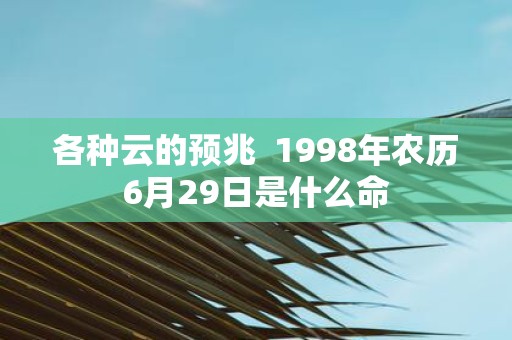 各种云的预兆 1998年农历6月29日是什么命