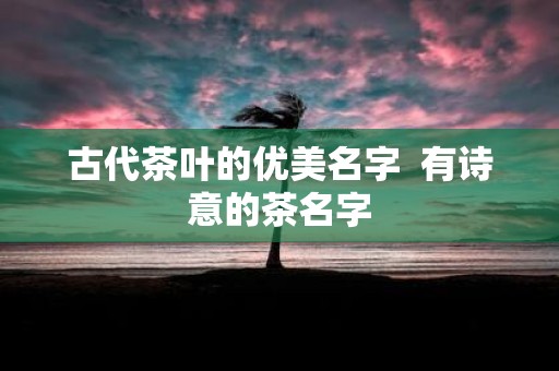 古代茶叶的优美名字 有诗意的茶名字