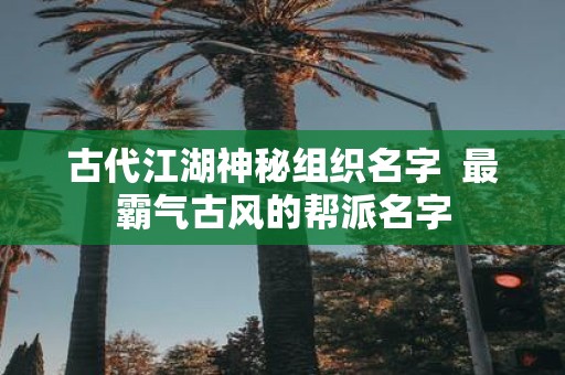 古代江湖神秘组织名字 最霸气古风的帮派名字