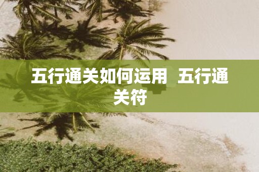 五行通关如何运用 五行通关符