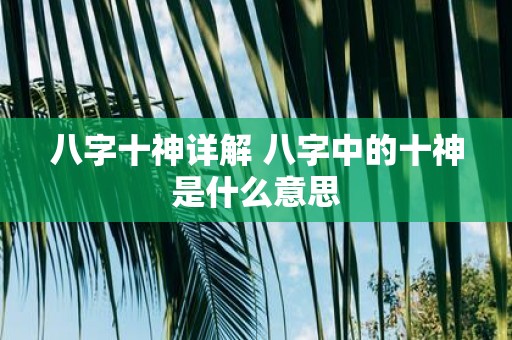 八字十神详解 八字中的十神是什么意思