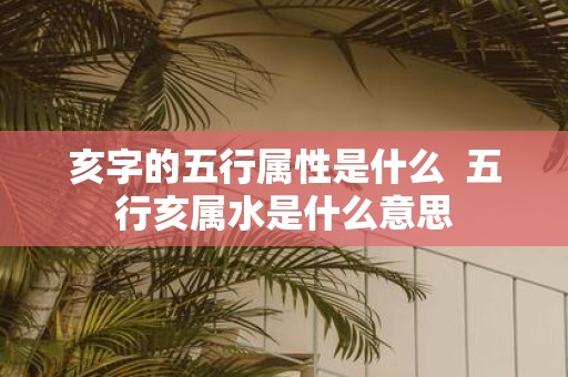 亥字的五行属性是什么 五行亥属水是什么意思