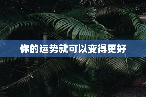 你的运势就可以变得更好