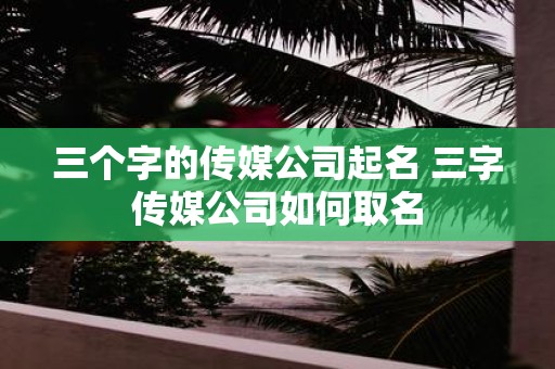 三个字的传媒公司起名 三字传媒公司如何取名