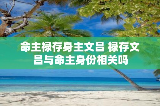 命主禄存身主文昌 禄存文昌与命主身份相关吗