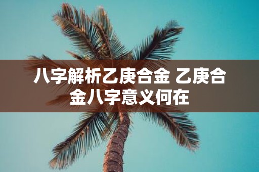 八字解析乙庚合金 乙庚合金八字意义何在