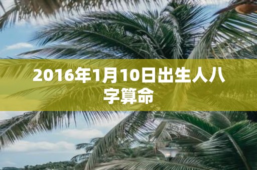 2016年1月10日出生人八字算命