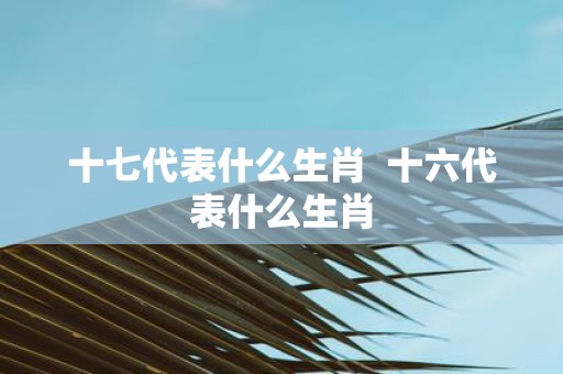 十七代表什么生肖 十六代表什么生肖