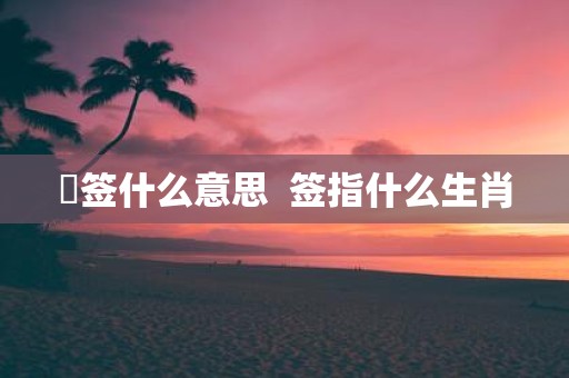 唵签什么意思 签指什么生肖
