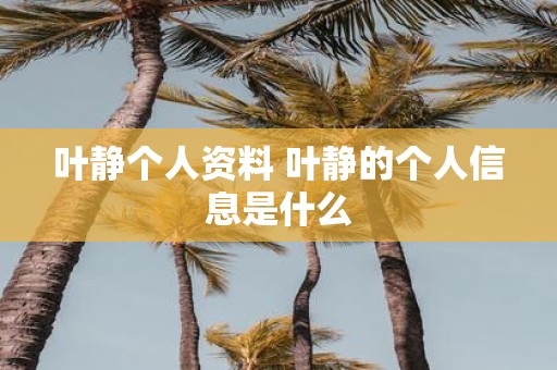 叶静个人资料 叶静的个人信息是什么